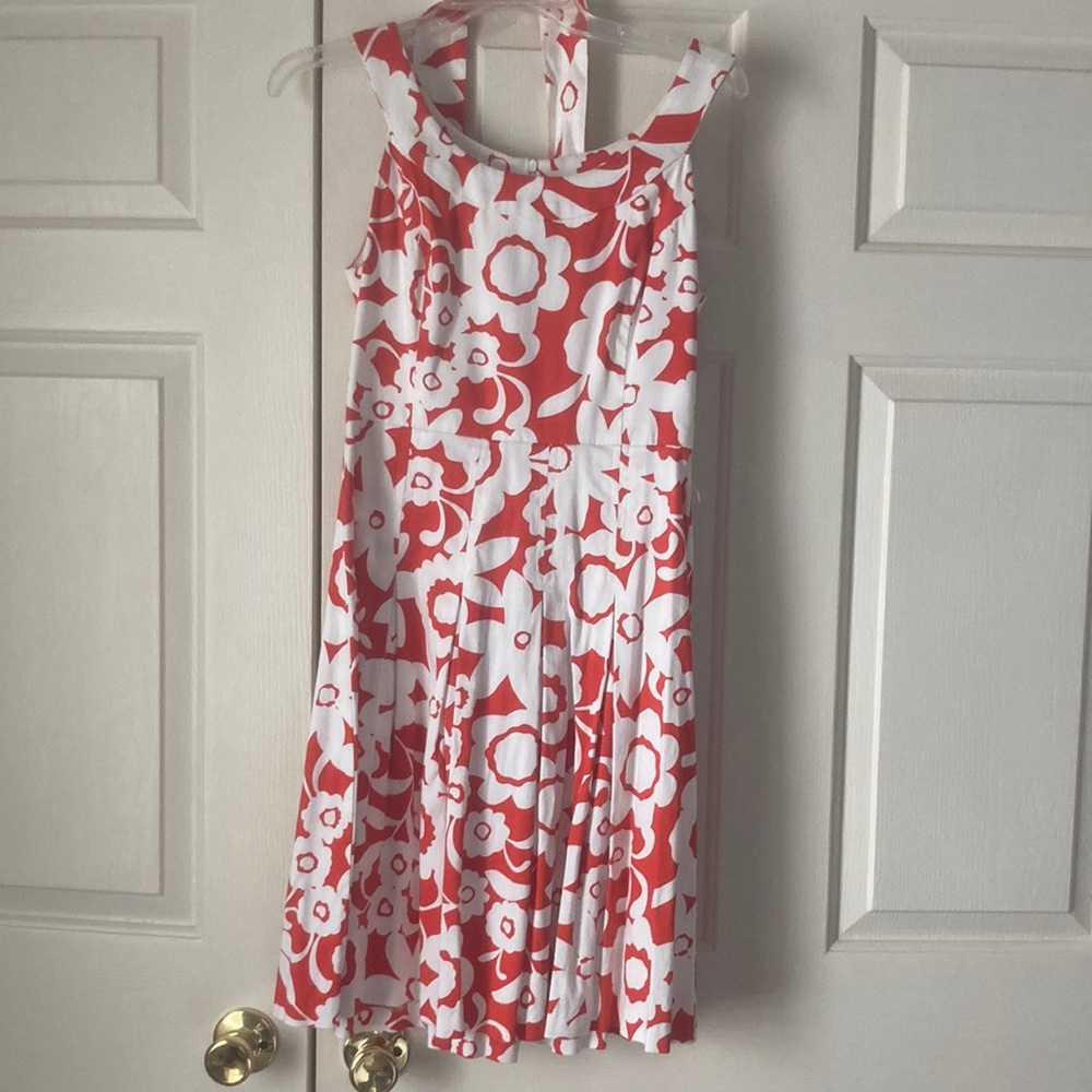 Poppy (red/orange)  and white tied dress